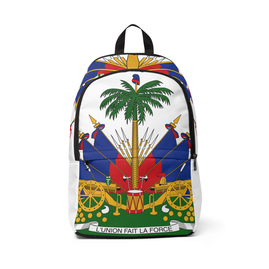 Vibrant Unisex Fabric Backpack with Haitian Flag Design