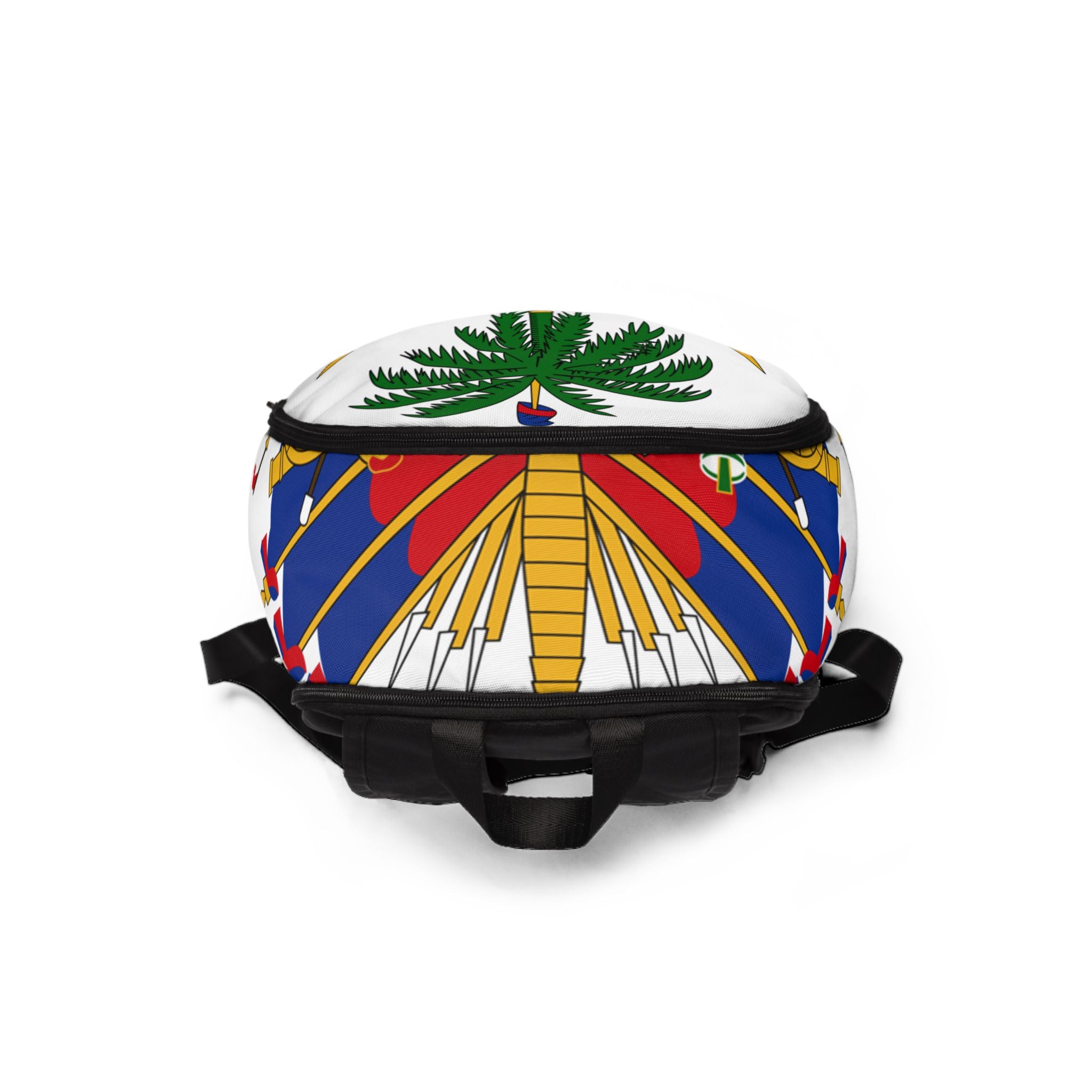 Vibrant Unisex Fabric Backpack with Haitian Flag Design