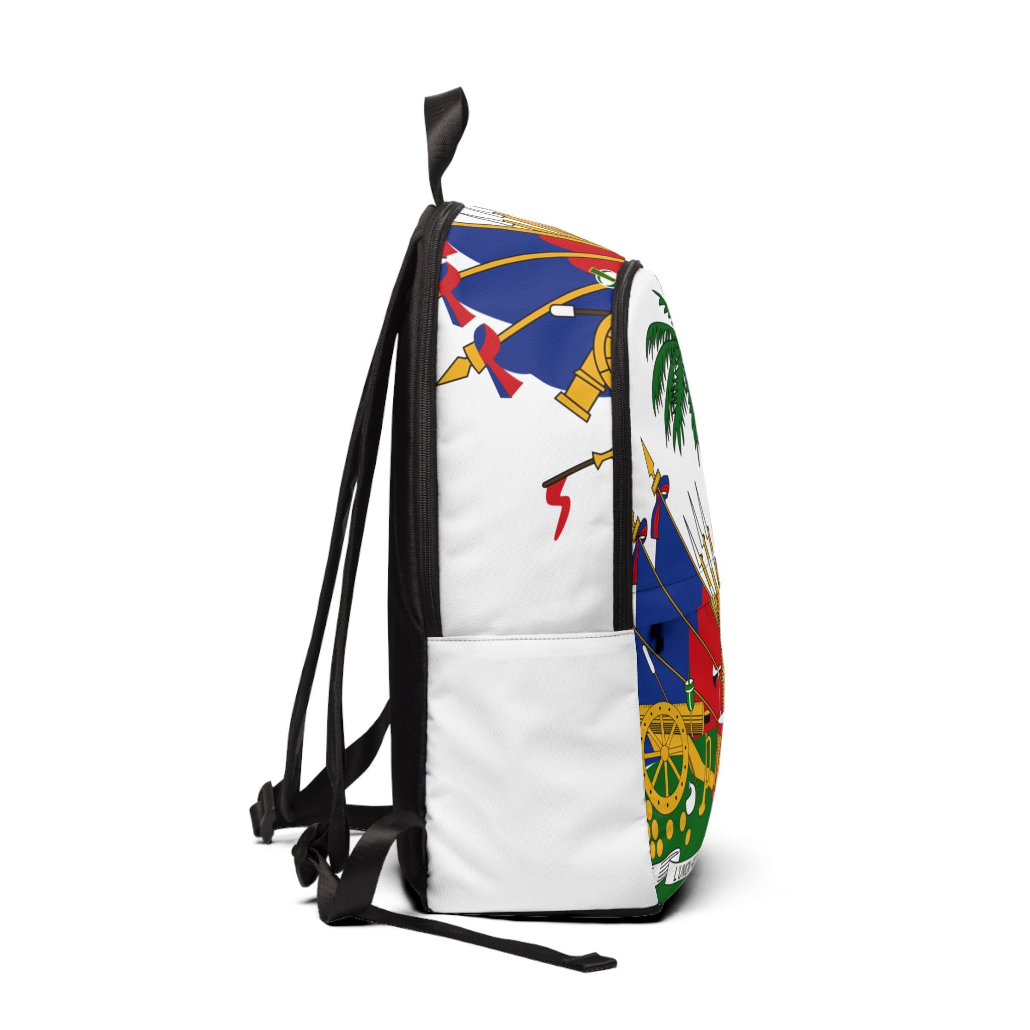Vibrant Unisex Fabric Backpack with Haitian Flag Design