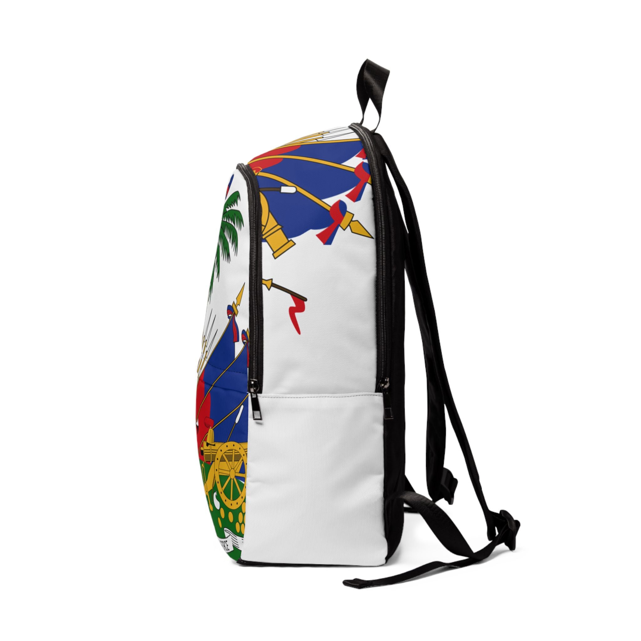 Vibrant Unisex Fabric Backpack with Haitian Flag Design