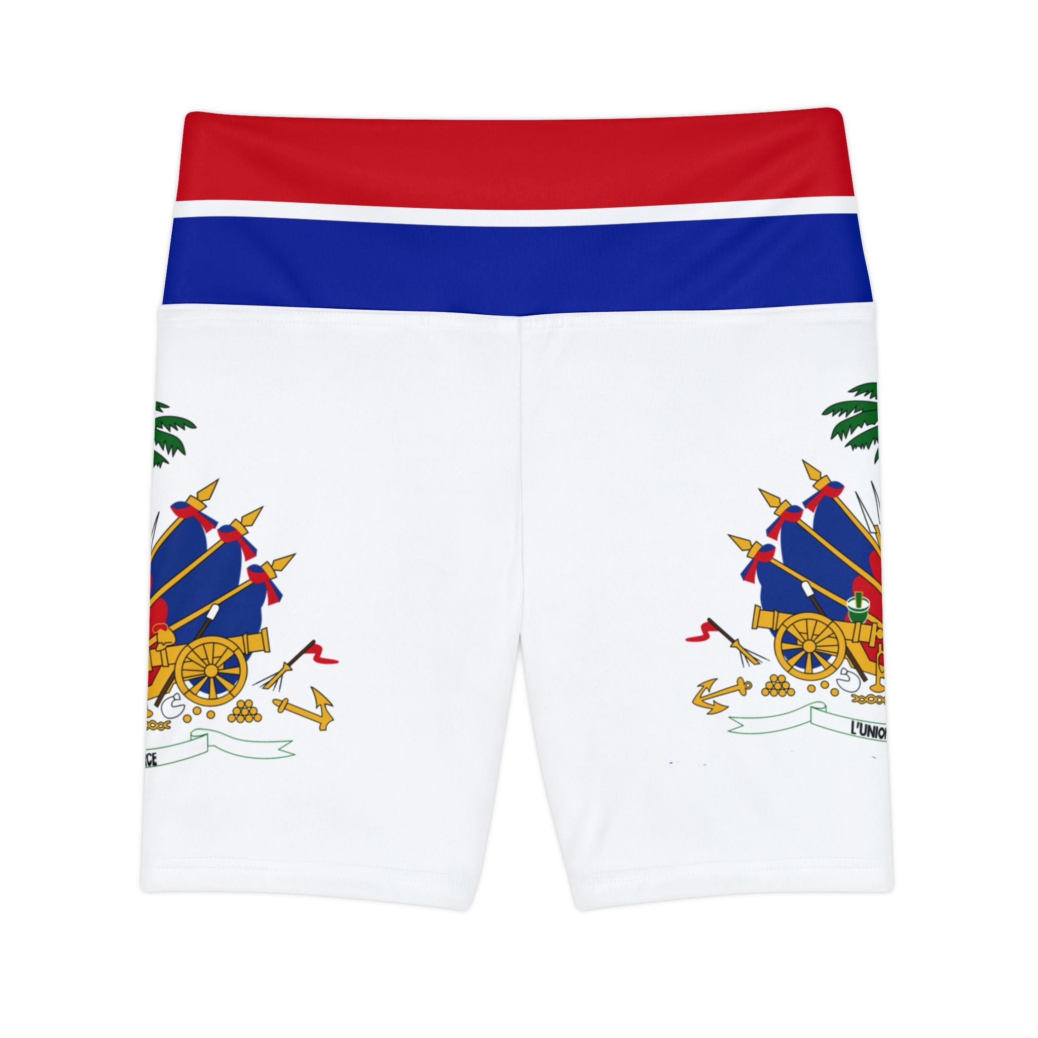 Patriotic Women's Workout Shorts - Haitian Flag Design