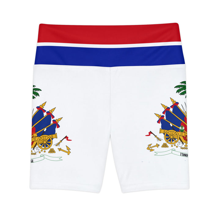 Patriotic Women's Workout Shorts - Haitian Flag Design